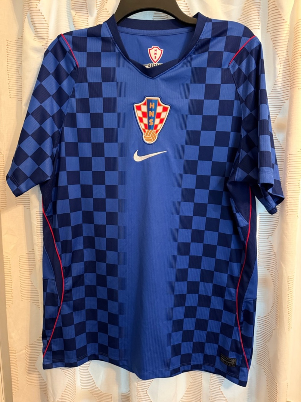 Nike Croatia Blue Checkered Soccer Jersey with Crest 2026 World Cup